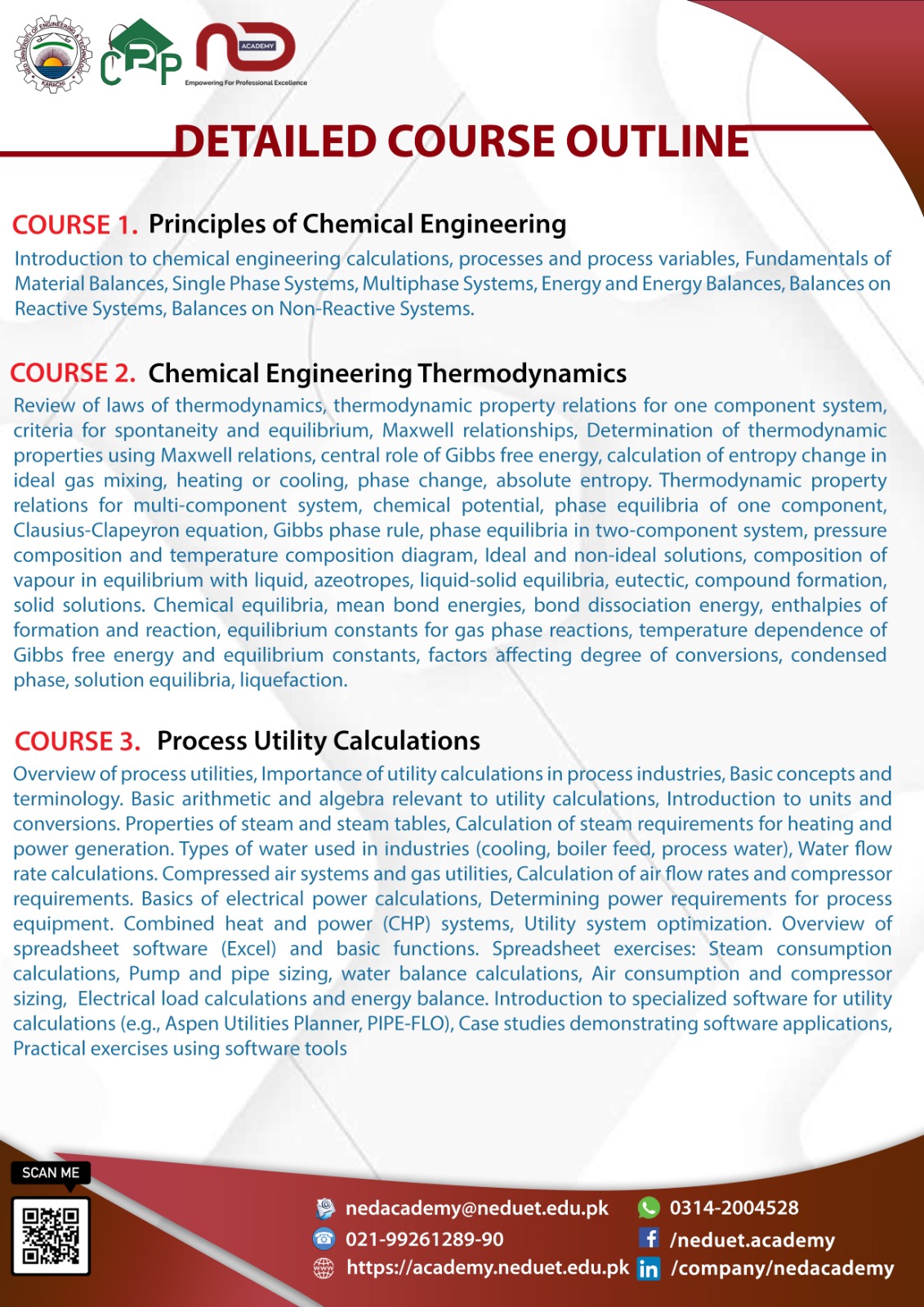 PGD In Chemical Engineering NED Academy CCEE CMPP PTMC